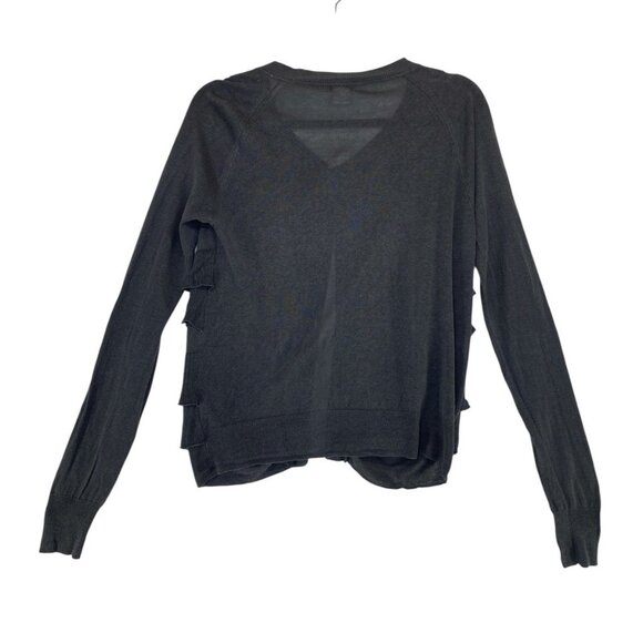 J.Crew Gray Ruffle Cardigan Silk Linen Long Sleeve Lightweight Semi Sheer S - M - Picture 3 of 9